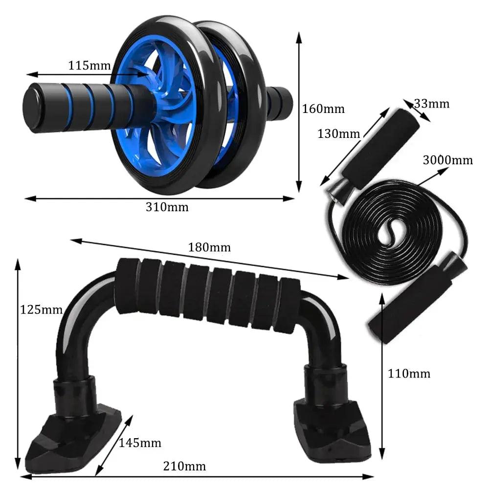 Home Fitness Set: Abdominal Wheel Roller, Push-Up Bar, and Jump Rope - Sydney picks